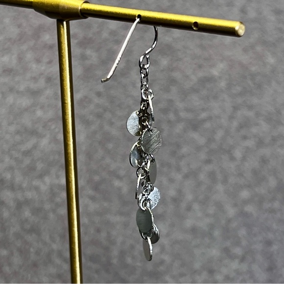 New Rhodium Plated on Sterling Silver French Earrings w/ Brushed Disks Gift Box - Picture 6 of 8